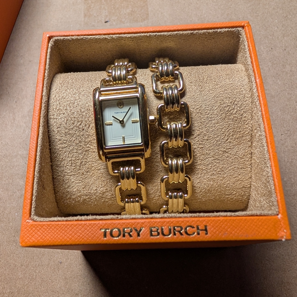 Tory Burch Gold Watch and Bracelet Set